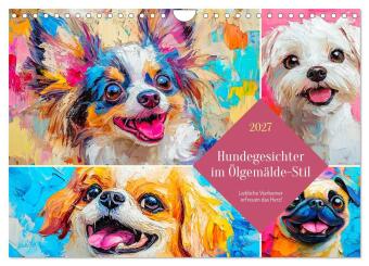 Kalender/agenda Hundegesichter im Ölgemälde-Stil. Liebliche Vierbeiner erfreuen das Herz! (Wandkalender 2027 DIN A4 quer), CALVENDO Monatskalender Calvendo