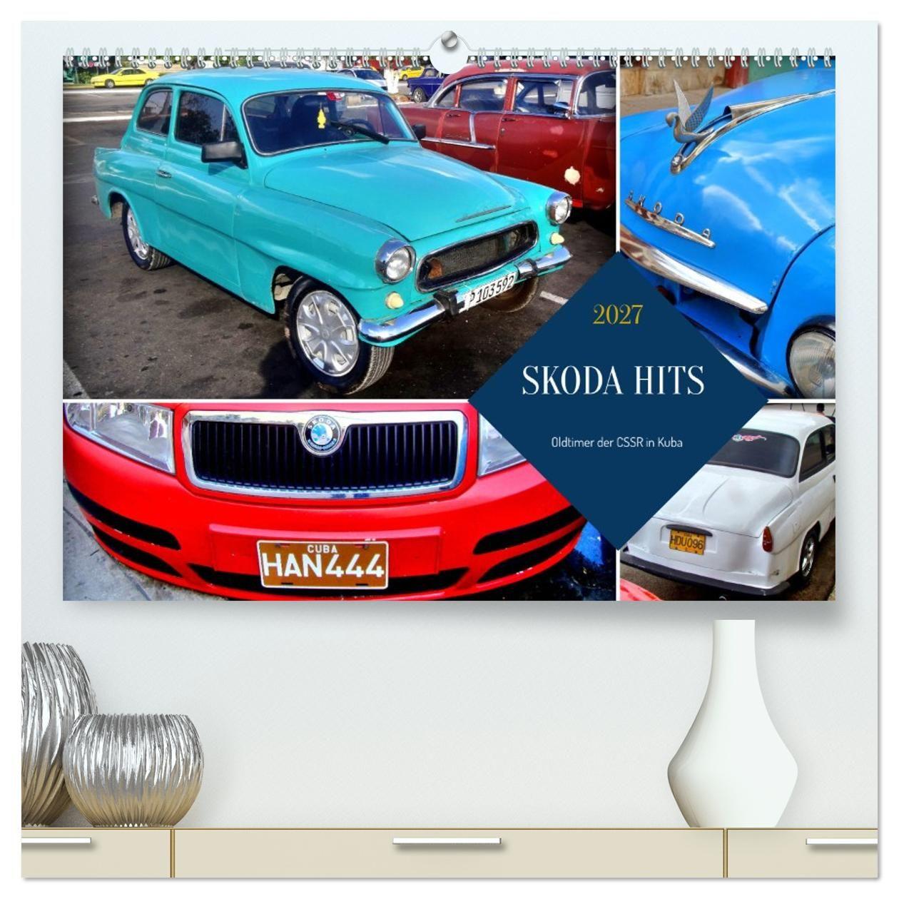 Kalender/agenda SKODA HITS - Oldtimer der CSSR in Kuba (hochwertiger Premium Wandkalender 2027 DIN A2 quer), Kunstdruck in Hochglanz Calvendo