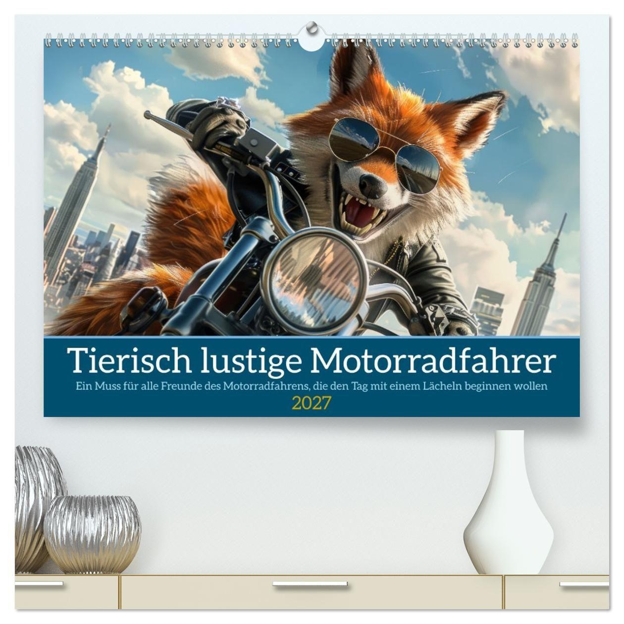 Kalender/agenda Tierisch lustige Motorradfahrer (hochwertiger Premium Wandkalender 2027 DIN A2 quer), Kunstdruck in Hochglanz Calvendo