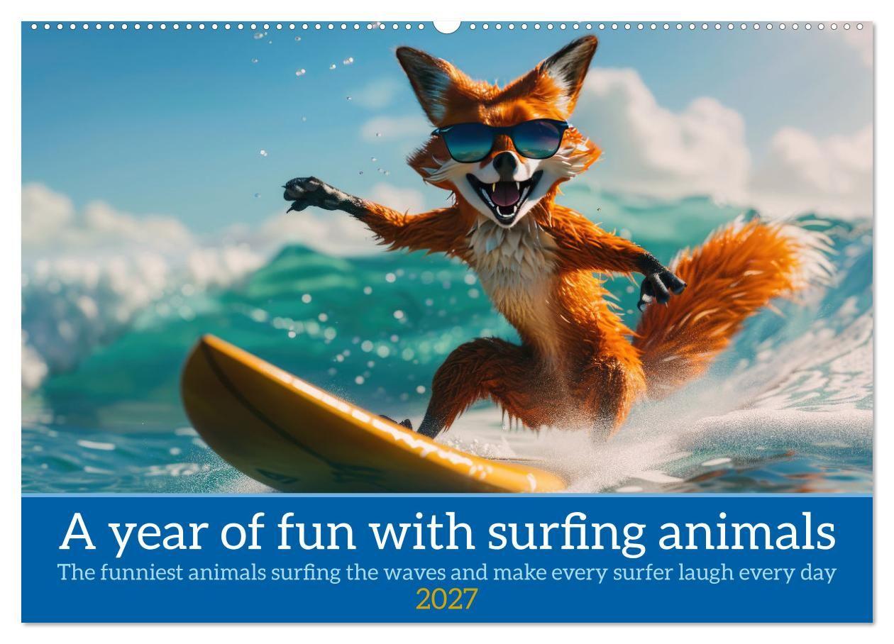 Kalender/Terminbuch A year of fun with surfing animals (Wall Calendar 2027 DIN A2 landscape), CALVENDO 12 Month Wall Calendar Calvendo