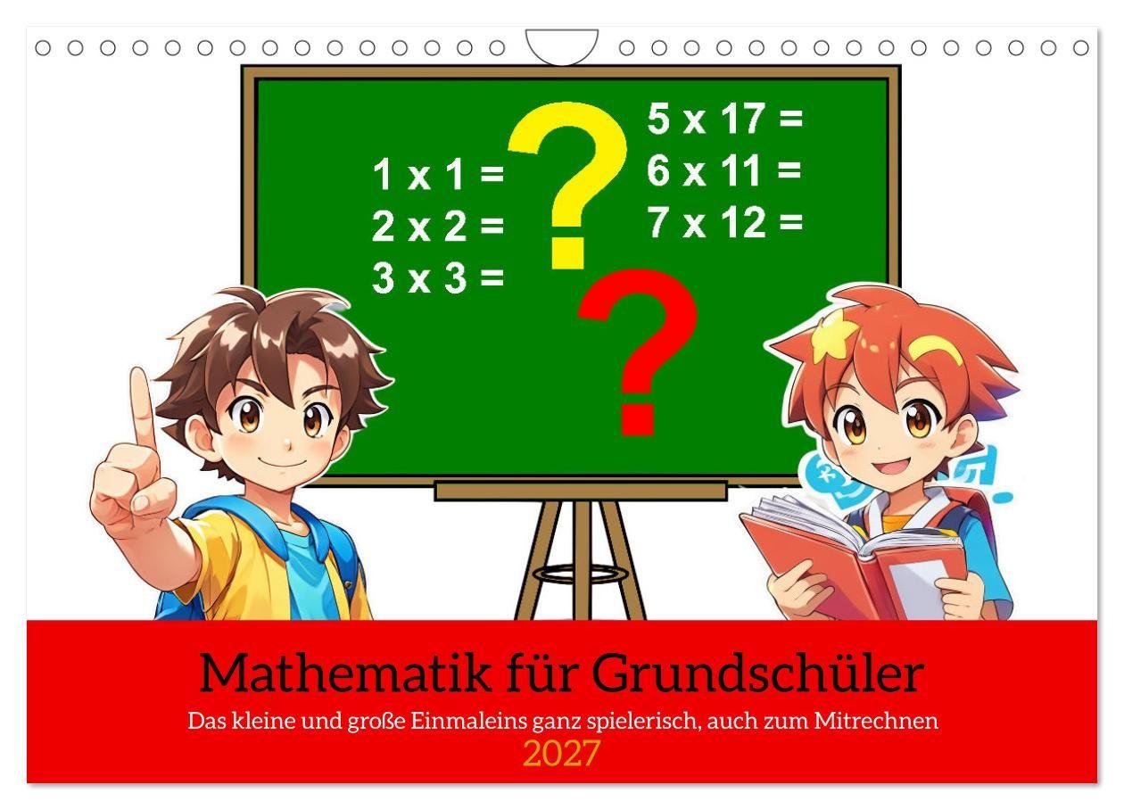 Kalender/agenda Mathematik für Grundschüler (Wandkalender 2027 DIN A4 quer), CALVENDO Monatskalender Calvendo