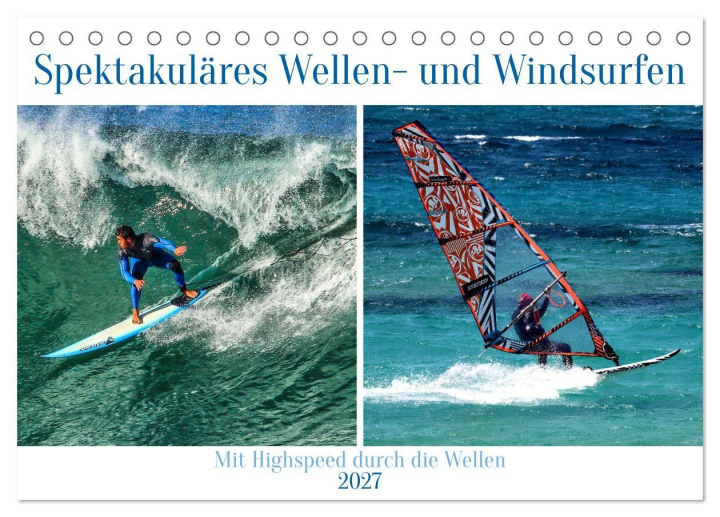 Kalendár/Diár Spektakuläres Wellen- und Windsurfen (Tischkalender 2027 DIN A5 quer), CALVENDO Monatskalender Calvendo