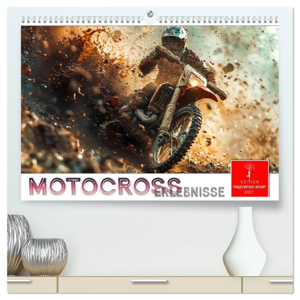 Kalender/agenda Motocross Erlebnisse (hochwertiger Premium Wandkalender 2027 DIN A2 quer), Kunstdruck in Hochglanz Calvendo
