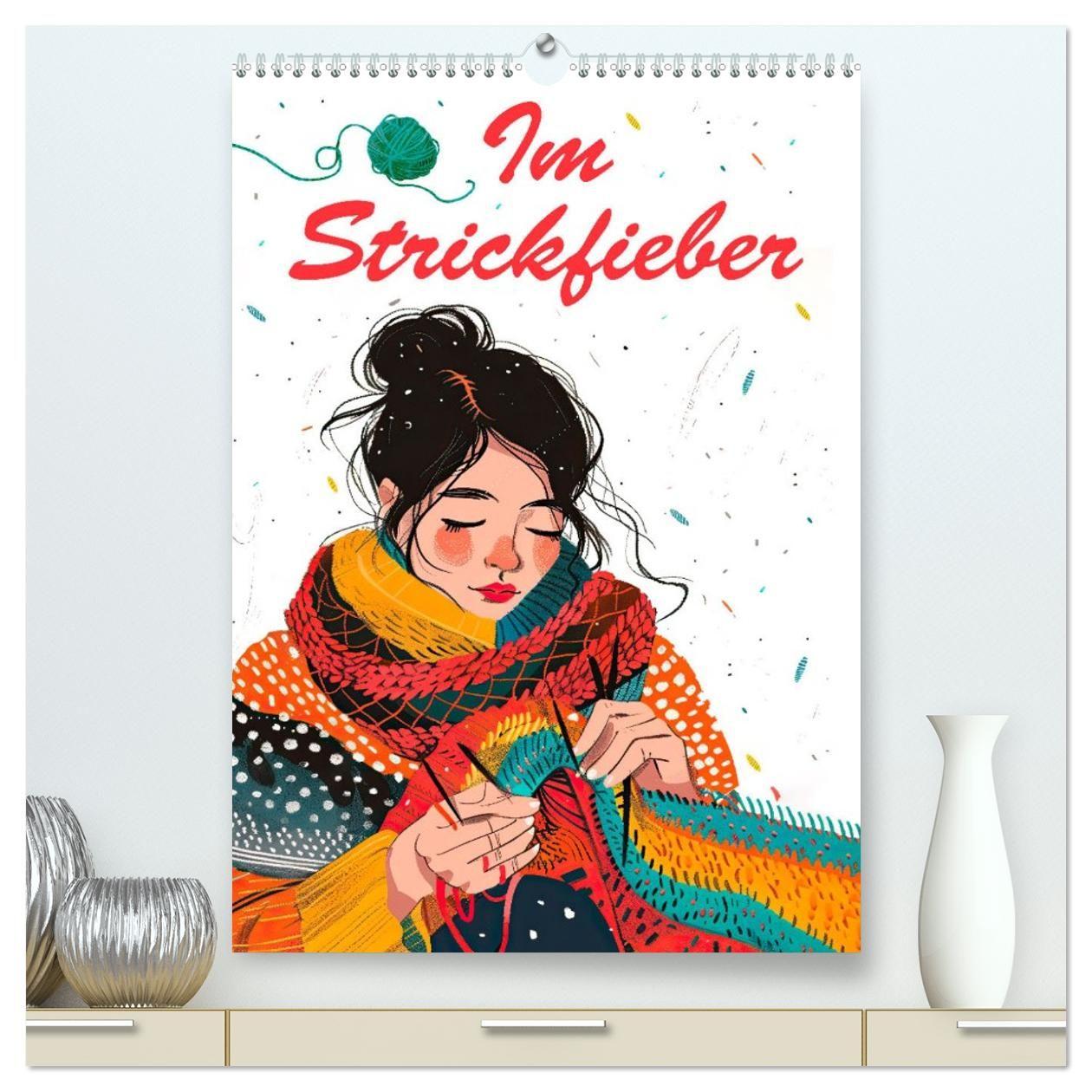 Kalender/Terminbuch Im Strickfieber (hochwertiger Premium Wandkalender 2027 DIN A2 hoch), Kunstdruck in Hochglanz Calvendo