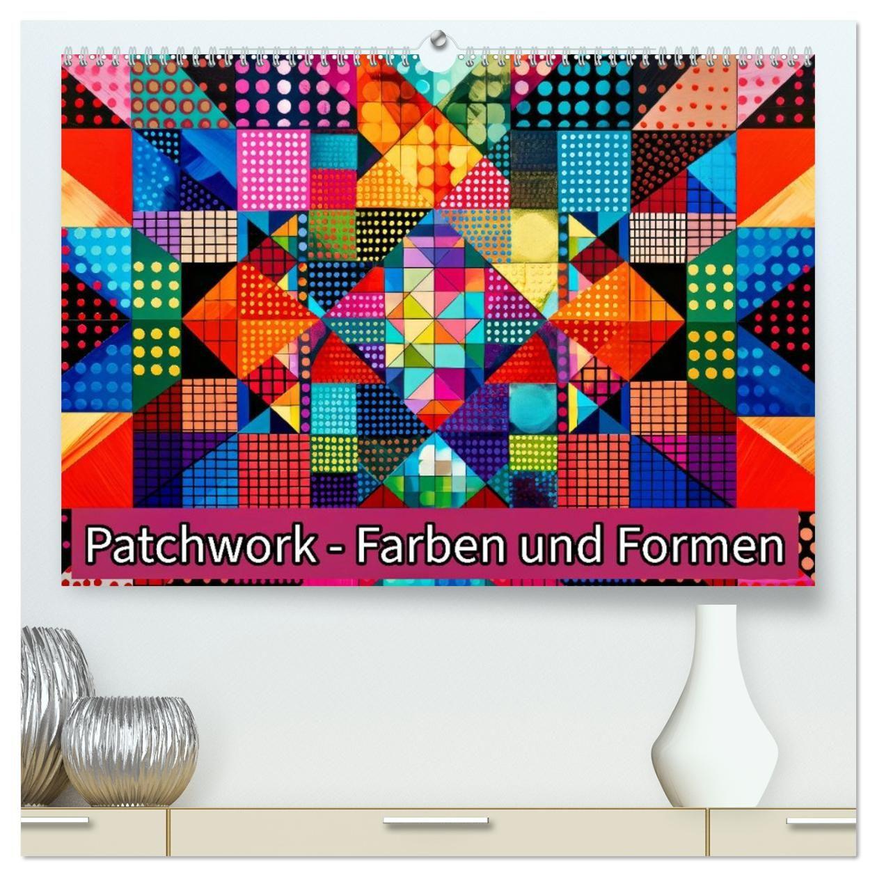Kalender/agenda Patchwork - Farben und Formen (hochwertiger Premium Wandkalender 2027 DIN A2 quer), Kunstdruck in Hochglanz Calvendo