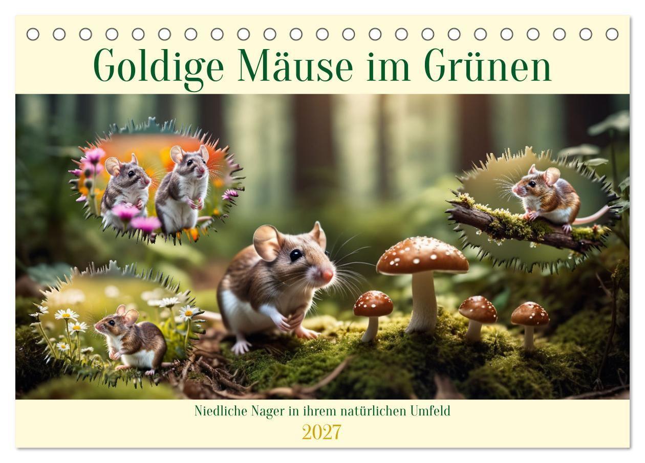 Kalender/agenda Goldige Mäuse im Grünen (Tischkalender 2027 DIN A5 quer), CALVENDO Monatskalender Calvendo