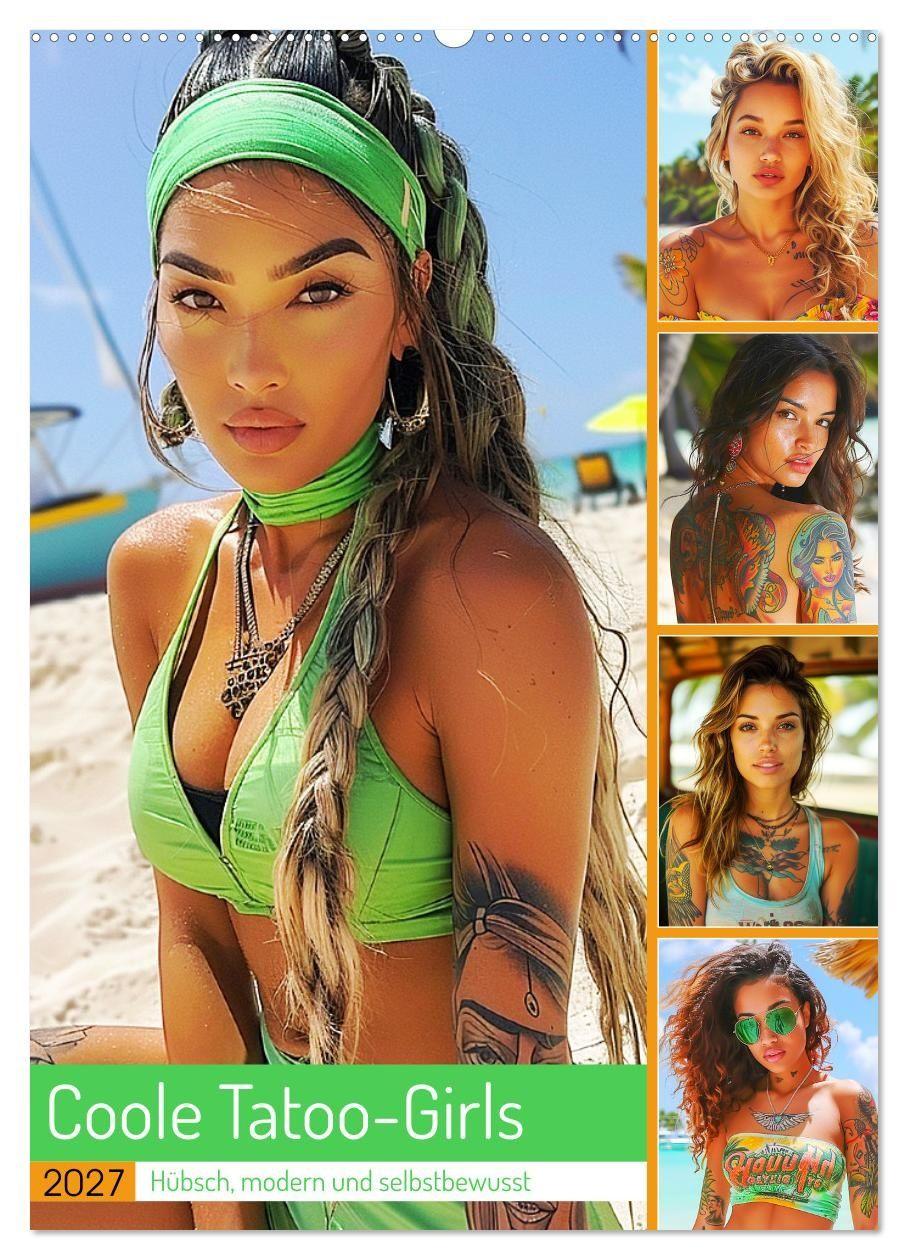 Kalender/Terminbuch Coole Tatoo-Girls. Hübsch, modern und selbstbewusst (Wandkalender 2027 DIN A2 hoch), CALVENDO Monatskalender Calvendo