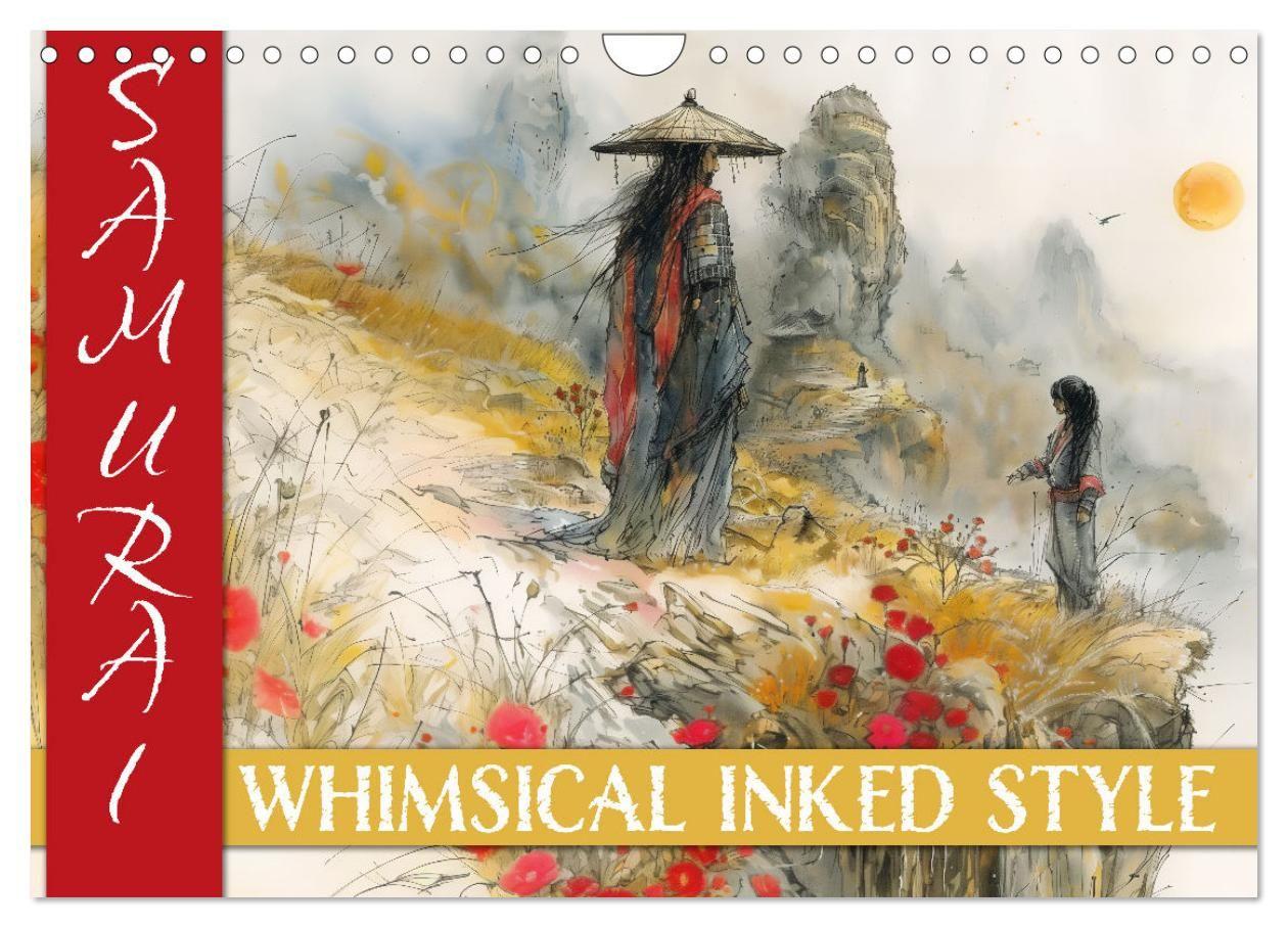 Календар/тефтер Samurai - whimsical inked style (Wandkalender 2027 DIN A4 quer), CALVENDO Monatskalender Calvendo