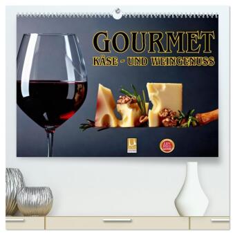Kalender/agenda Gourmet Käse - und Weingenuss (hochwertiger Premium Wandkalender 2027 DIN A2 quer), Kunstdruck in Hochglanz Calvendo