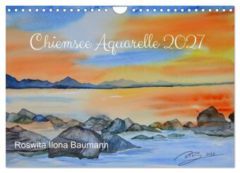 Kalendár/Diár Chiemsee Aquarelle (Wandkalender 2027 DIN A4 quer), CALVENDO Monatskalender Calvendo