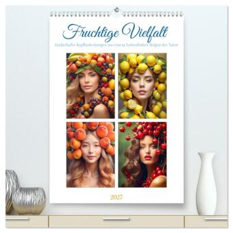 Naptár/Határidőnapló Fruchtige Vielfalt - Zauberhafte Kopfbedeckungen aus einem farbenfrohen Reigen der Natur (hochwertiger Premium Wandkalender 2027 DIN A2 hoch), Kunstdr Calvendo