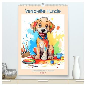 Naptár/Határidőnapló Verspielte Hunde (hochwertiger Premium Wandkalender 2027 DIN A2 hoch), Kunstdruck in Hochglanz Calvendo