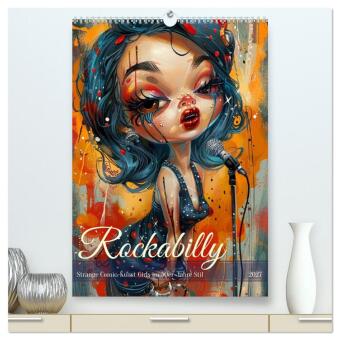 Naptár/Határidőnapló Rockabilly. Strange Comic-Kunst Girls im 50er-Jahre Stil (hochwertiger Premium Wandkalender 2027 DIN A2 hoch), Kunstdruck in Hochglanz Calvendo