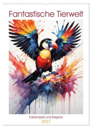 Kalender/agenda Fantastische Tierwelt: Farbenspiel und Eleganz (Wandkalender 2027 DIN A2 hoch), CALVENDO Monatskalender Calvendo