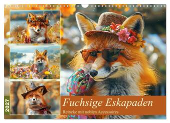 Kalender/Terminbuch Fuchsige Eskapaden. Reineke mit noblen Accessoires (Wandkalender 2027 DIN A3 quer), CALVENDO Monatskalender Calvendo