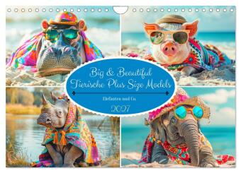 Kalender/Terminbuch Big & Beautiful. Tierische Plus Size Models. Elefanten und Co. (Wandkalender 2027 DIN A4 quer), CALVENDO Monatskalender Calvendo