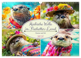 Kalender/agenda Modische Welle im Fischotter-Land. Charme und Stil (Wandkalender 2027 DIN A3 quer), CALVENDO Monatskalender Calvendo