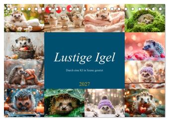 Calendário/Diário Lustige Igel (Tischkalender 2027 DIN A5 quer), CALVENDO Monatskalender Calvendo