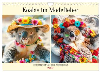 Naptár/Határidőnapló Koalas im Modefieber. Flauschig und Chic beim Fotoshooting (Wandkalender 2027 DIN A4 quer), CALVENDO Monatskalender Calvendo
