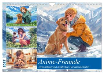 Kalender/agenda Anime-Freunde - Terminplaner mit niedlichen Tierfreundschaften (Wandkalender 2027 DIN A4 quer), CALVENDO Monatskalender Calvendo