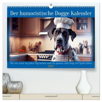 Kalender/Terminbuch Der humoristische Dogge Kalender (hochwertiger Premium Wandkalender 2027 DIN A2 quer), Kunstdruck in Hochglanz Calvendo