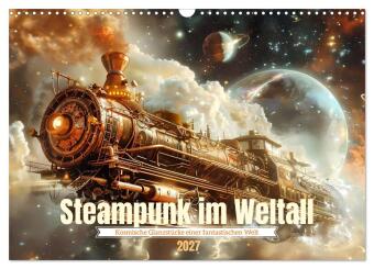 Kalender/agenda Steampunk im Weltall (Wandkalender 2027 DIN A3 quer), CALVENDO Monatskalender Calvendo