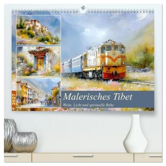 Naptár/Határidőnapló Malerisches Tibet. Weite, Licht und spirituelle Ruhe (hochwertiger Premium Wandkalender 2027 DIN A2 quer), Kunstdruck in Hochglanz Calvendo