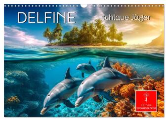 Naptár/Határidőnapló Delfine - schlaue Jäger (Wandkalender 2027 DIN A3 quer), CALVENDO Monatskalender Calvendo