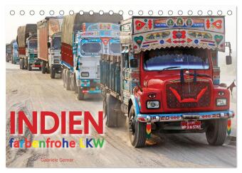 Kalender/Terminbuch Indien Farbenfrohe LKW (Tischkalender 2027 DIN A5 quer), CALVENDO Monatskalender Calvendo