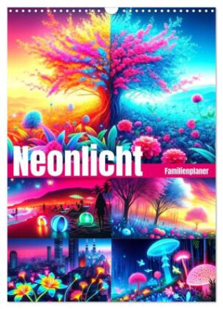 Naptár/Határidőnapló Neonlicht Familienplaner (Wandkalender 2027 DIN A3 hoch), CALVENDO Monatskalender Calvendo