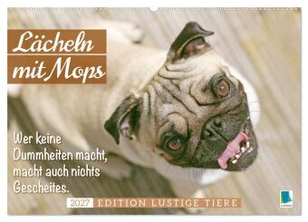 Naptár/Határidőnapló Lächeln mit Mops (Wandkalender 2027 DIN A2 quer), CALVENDO Monatskalender Calvendo