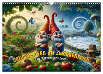 Naptár/Határidőnapló Jahreszeiten im Zwergenreich: Ein Gartenabenteuer (Wandkalender 2027 DIN A3 quer), CALVENDO Monatskalender Calvendo