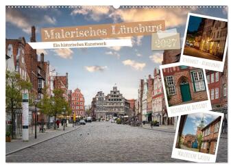 Naptár/Határidőnapló Malerisches Lüneburg (Wandkalender 2027 DIN A2 quer), CALVENDO Monatskalender Calvendo