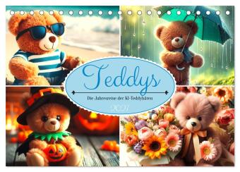 Kalender/Terminbuch Teddys - Die Jahresreise der KI-Teddybären (Tischkalender 2027 DIN A5 quer), CALVENDO Monatskalender Calvendo