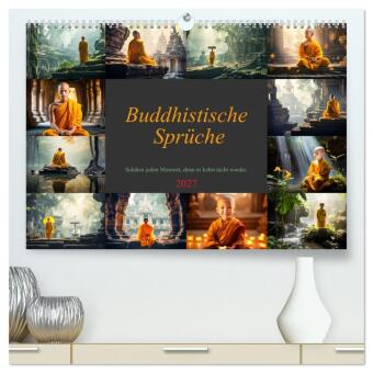 Naptár/Határidőnapló Buddhistische Sprüche (hochwertiger Premium Wandkalender 2027 DIN A2 quer), Kunstdruck in Hochglanz Calvendo