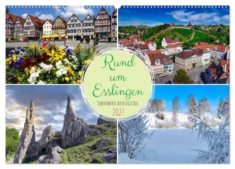 Naptár/Határidőnapló Rund um Esslingen (Wandkalender 2027 DIN A2 quer), CALVENDO Monatskalender Calvendo