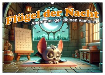 Naptár/Határidőnapló Flügel der Nacht: Abenteuer der kleinen Vampire (Wandkalender 2027 DIN A2 quer), CALVENDO Monatskalender Calvendo