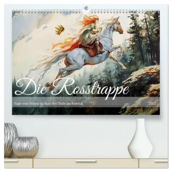 Naptár/Határidőnapló Die Rosstrappe - Sage vom Felsen im Harz bei Thale im Bodetal (hochwertiger Premium Wandkalender 2027 DIN A2 quer), Kunstdruck in Hochglanz Calvendo