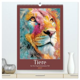 Naptár/Határidőnapló Tiere - Im Neo Expressionismus Stil (hochwertiger Premium Wandkalender 2027 DIN A2 hoch), Kunstdruck in Hochglanz Calvendo