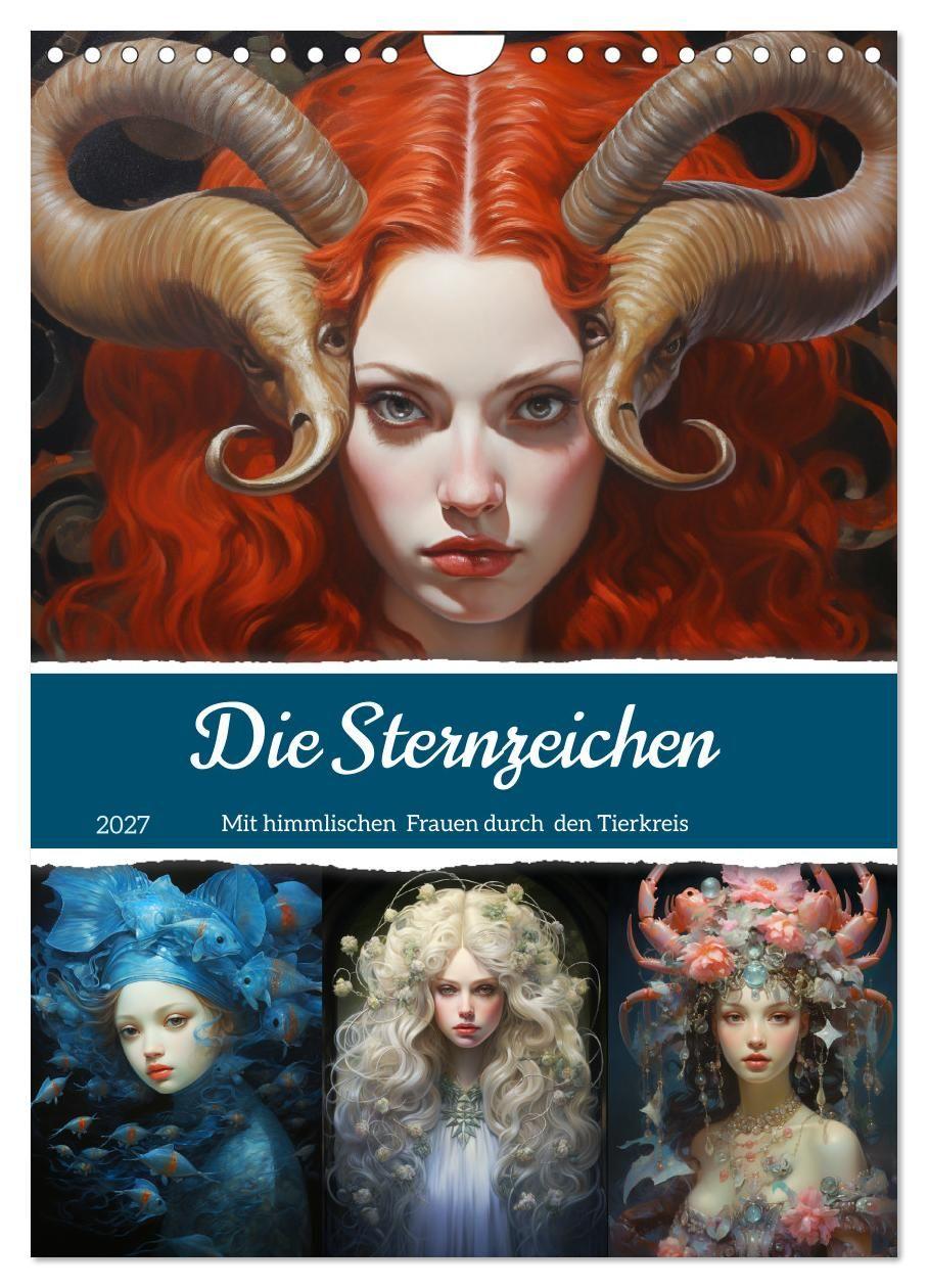 Kalender/agenda Sternzeichen. Mit himmlischen Frauen durch den Tierkreis (Wandkalender 2027 DIN A4 hoch), CALVENDO Monatskalender Calvendo