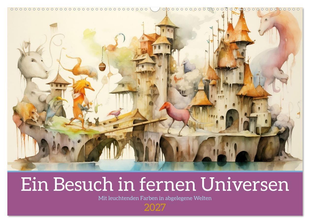 Kalender/Terminbuch Ein Besuch in fernen Universen (Wandkalender 2027 DIN A2 quer), CALVENDO Monatskalender Calvendo