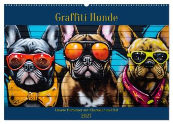 Calendar / Agendă Graffiti Hunde (Wandkalender 2027 DIN A2 quer), CALVENDO Monatskalender Calvendo