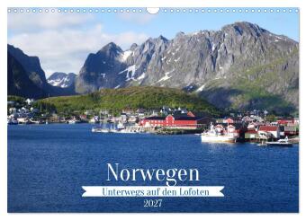 Naptár/Határidőnapló Norwegen - Unterwegs auf den Lofoten (Wandkalender 2027 DIN A3 quer), CALVENDO Monatskalender Calvendo