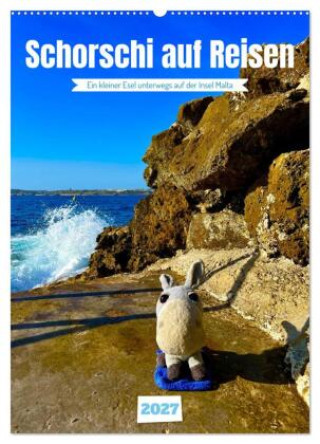 Naptár/Határidőnapló Schorschi auf Reisen ein kleiner Esel unterwegs auf der Insel Malta (Wandkalender 2027 DIN A2 hoch), CALVENDO Monatskalender Calvendo