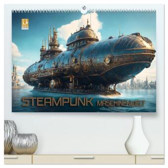 Naptár/Határidőnapló Steampunk Maschinenwelt (hochwertiger Premium Wandkalender 2027 DIN A2 quer), Kunstdruck in Hochglanz Calvendo