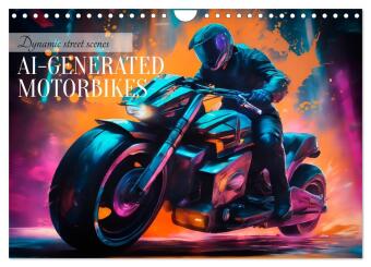 Naptár/Határidőnapló DYNAMIC STREET SCENES AI-generated motorbikes (Wall Calendar 2027 DIN A4 landscape), CALVENDO 12 Month Wall Calendar Calvendo