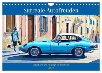 Naptár/Határidőnapló Surreale Autofreuden (Wandkalender 2027 DIN A4 quer), CALVENDO Monatskalender Calvendo