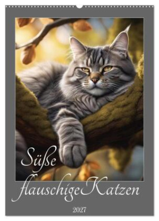 Naptár/Határidőnapló Süße flauschige Katzen (Wandkalender 2027 DIN A2 hoch), CALVENDO Monatskalender Calvendo