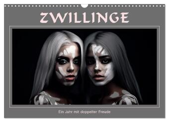 Kalender/Terminbuch Zwillinge - Ein Jahr mit doppelter Freude (Wandkalender 2027 DIN A3 quer), CALVENDO Monatskalender Calvendo