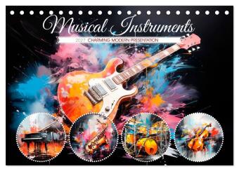 Kalendár/Diár Musical Instruments CHARMING MODERN PRESENTATION (Desk Calendar 2027 DIN A5 landscape), CALVENDO 12 Month DeskCalendar Calvendo